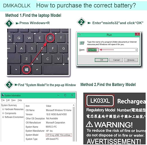 Miniatura 3 de DMKAOLLK LK03XL L09281-855 Batería para HP Envy X360 Convertible 49.2ft-cn0xxx 15-cn0xxx 49.2ft-cp0xxx 15-cr0xxx 15-bp0xx 15-bq2xx 17-ae1xx