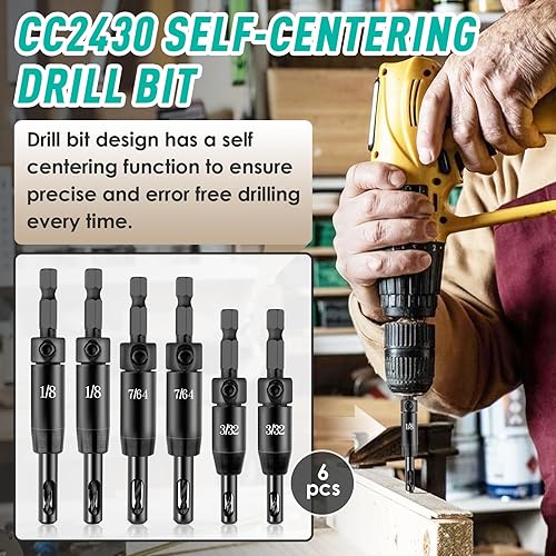 Miniatura 2 de Juego de 6 brocas autocentrantes CC2430 de 332 pulgadas, 764 pulgadas, 18 pulgadas - Broca VIX para Bosch Clic-Change 14 pulgadas taladro hexagonal