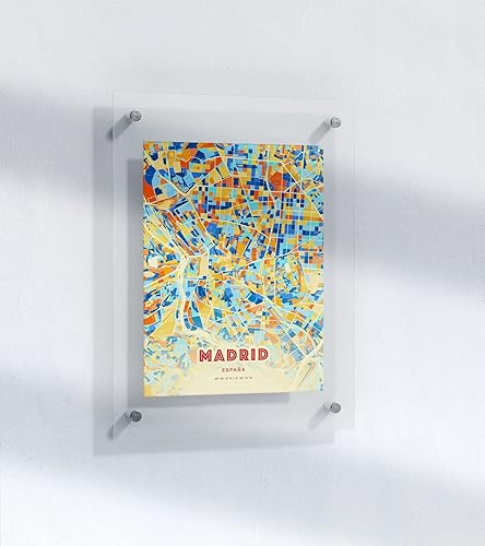 MG Global Poster of Madrid Spain Blue Orange España Colored Map  11x17 12x18 16x24 24x36 Minimalist Traveler Unframed Wall Art for Gift  Hometown