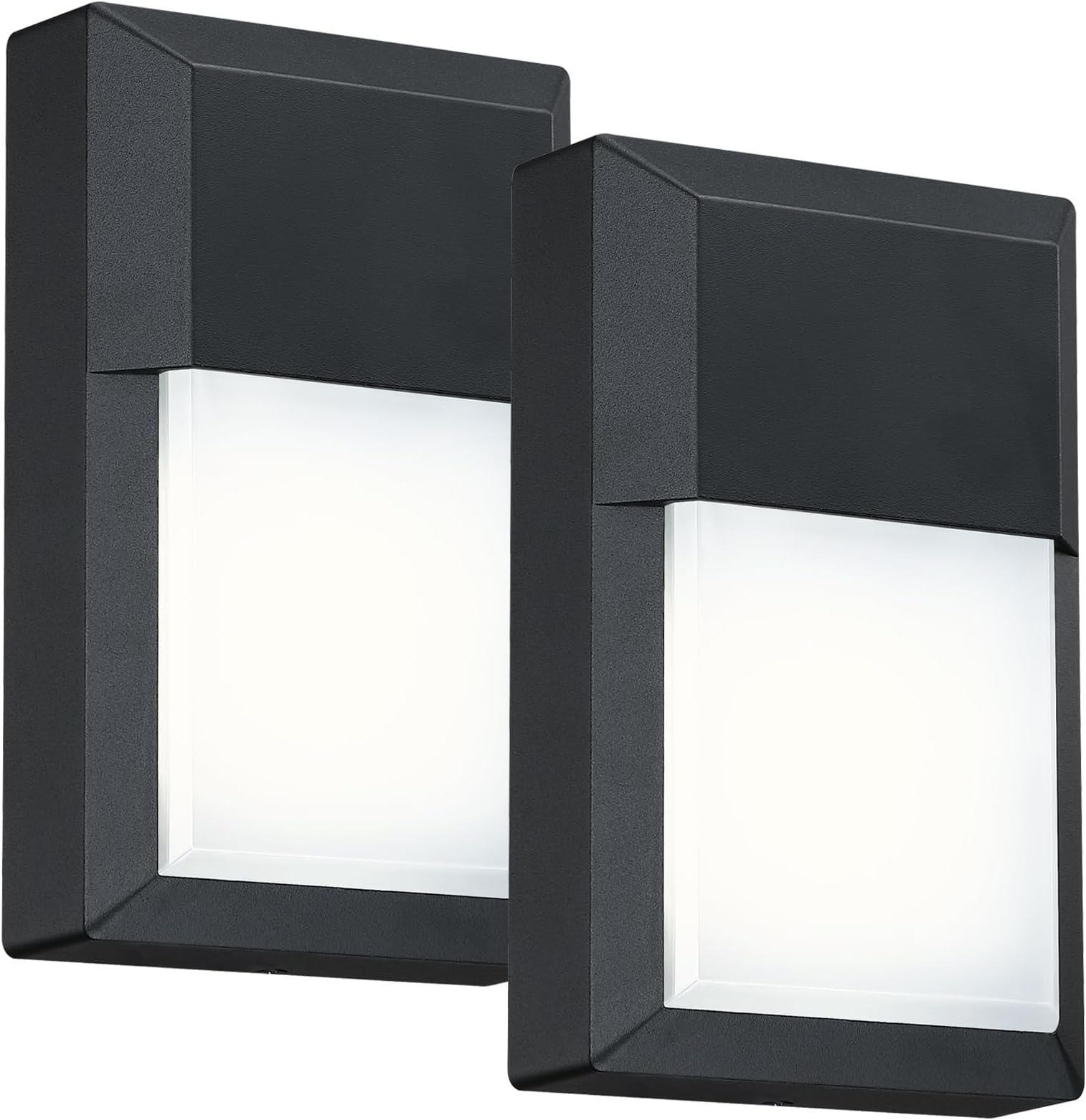 LIT-PaTH Outdoor Wall Light Fixture, Aluminum, LED 5000K, Black, 2 Pack
