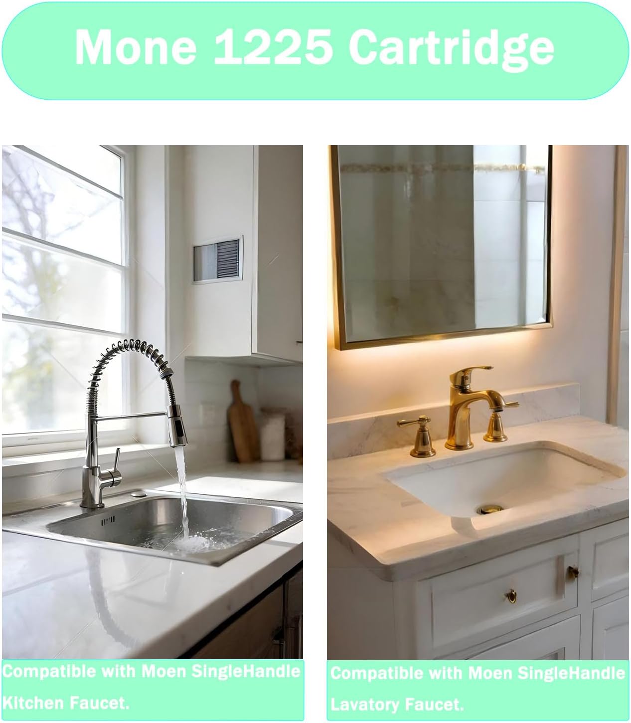 1255 Cartridge Replacement for Moen Single Handle Kitchen Lavatory Faucet,Stainless Steel Valve Stem Faucet Parts Leak-Proof with Hex Wrench, Leak-Proof Steel Valve Stem for Moen Kitchen Faucets.