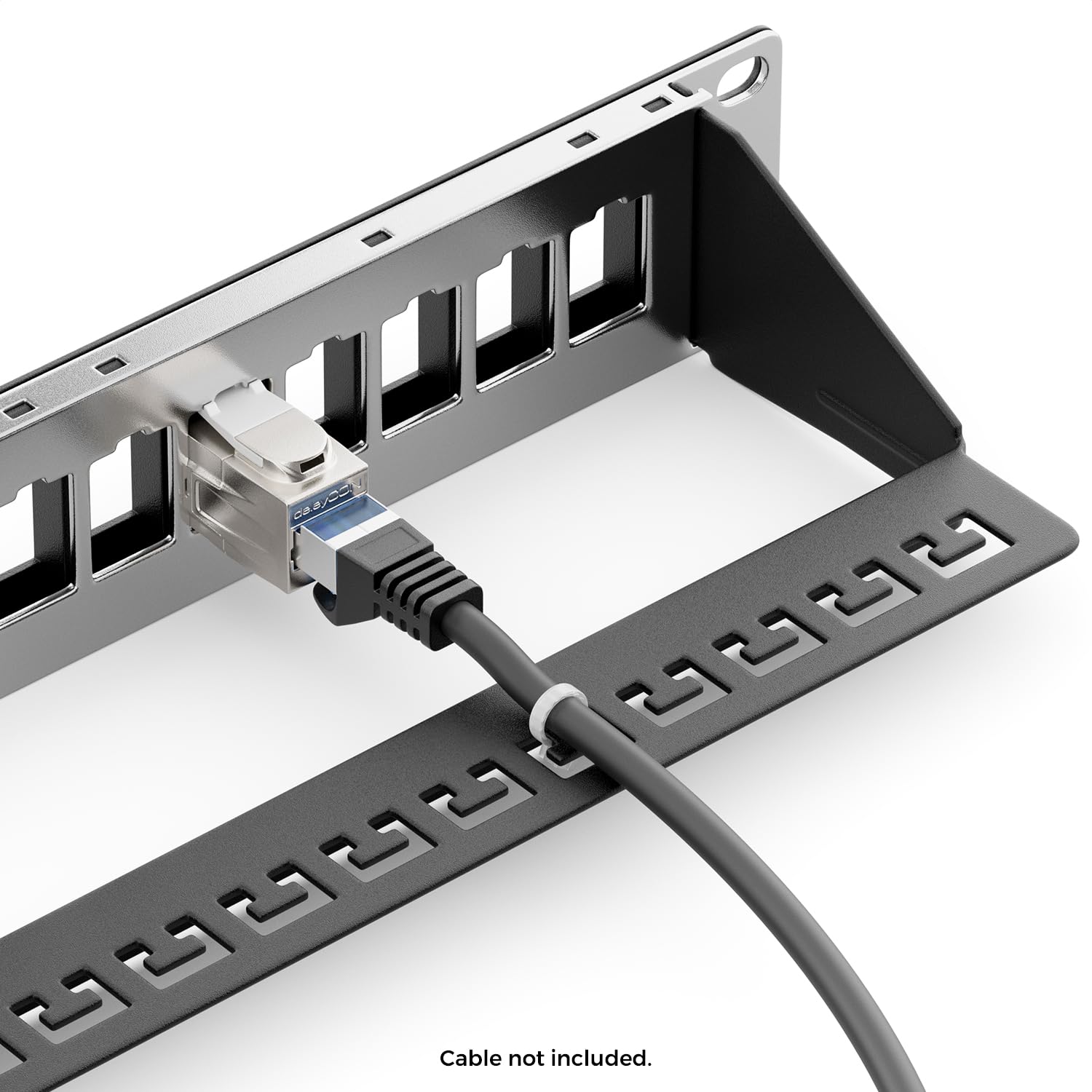 deleyCON 24 Port CAT 7 Panneau Patch Modulaire 1 HE + 24x RJ45 Coupleur (Prise vers Prise) CAT 7 Keystone Module - 19" Pouces Montage Rack Serveur Compatible avec CAT5 CAT6 CAT7 CAT8 Câble Patch Noir