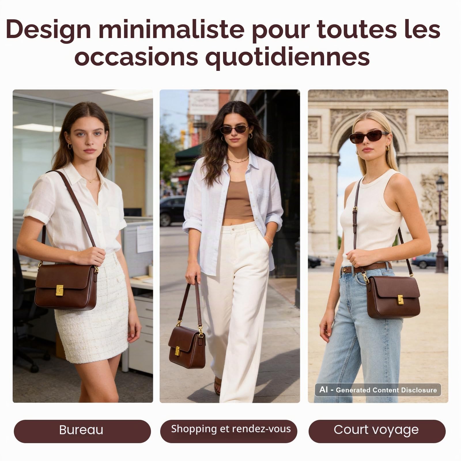 Sacs à bandoulière pour femmes, sacs à bandoulière en cuir véritable sacs à main vintage sacs à main avec sangle réglable sacs de concepteur