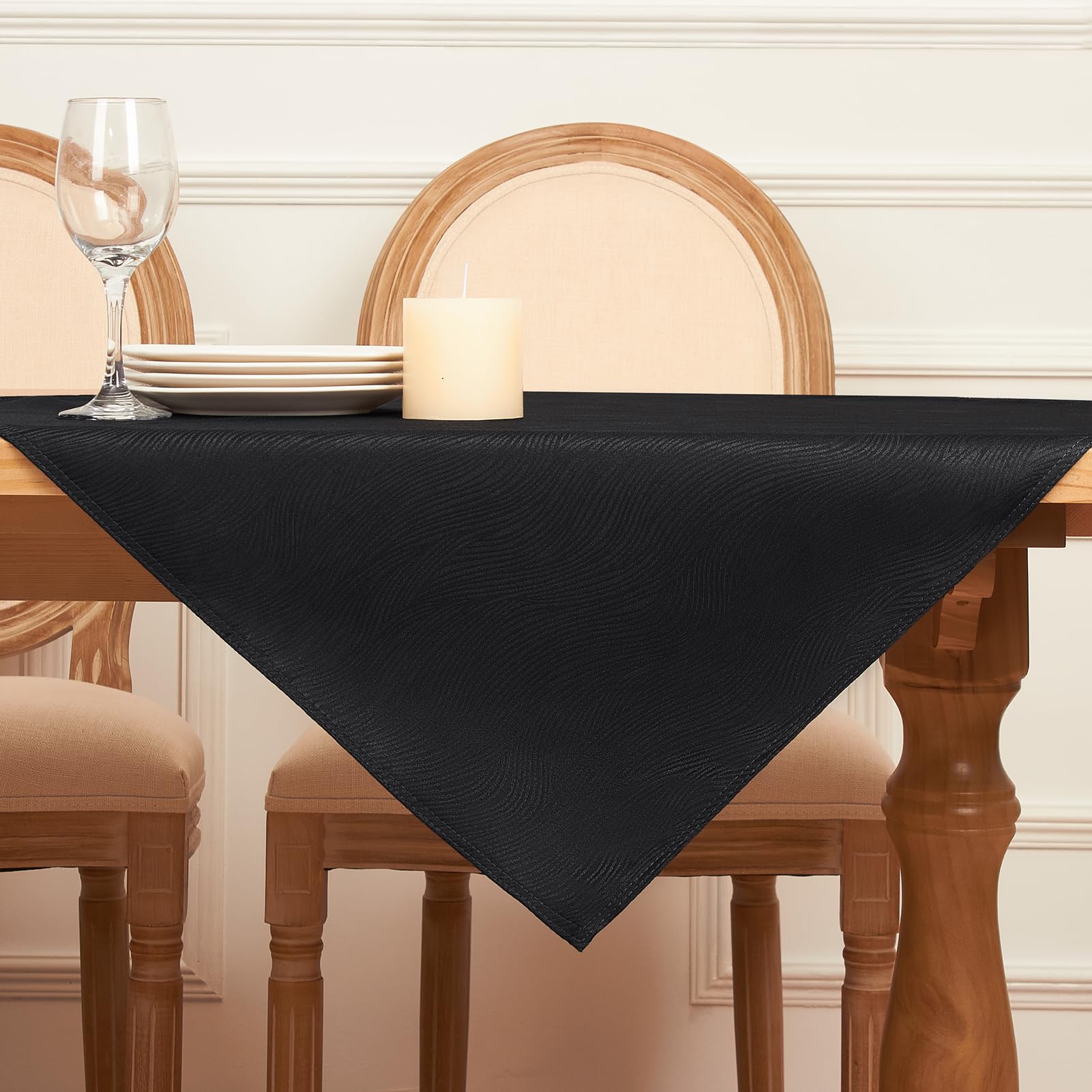 Softalker Mantel Mesa Antimanchas 80x80 cm Cuadrado de Jacquard a Rayas Manteles Exterior Impermeabl Manteles Gris Pequeño Protector Centro de Mesa Comedor Decoracion para Otoño Navidad Cumpleaños