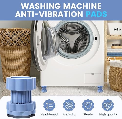 Miniatura 2 de Almohadilla de elevación universal para base de lavadora, almohadillas elevadoras antivibración para lavadora, soporte de nivelación ajustable para