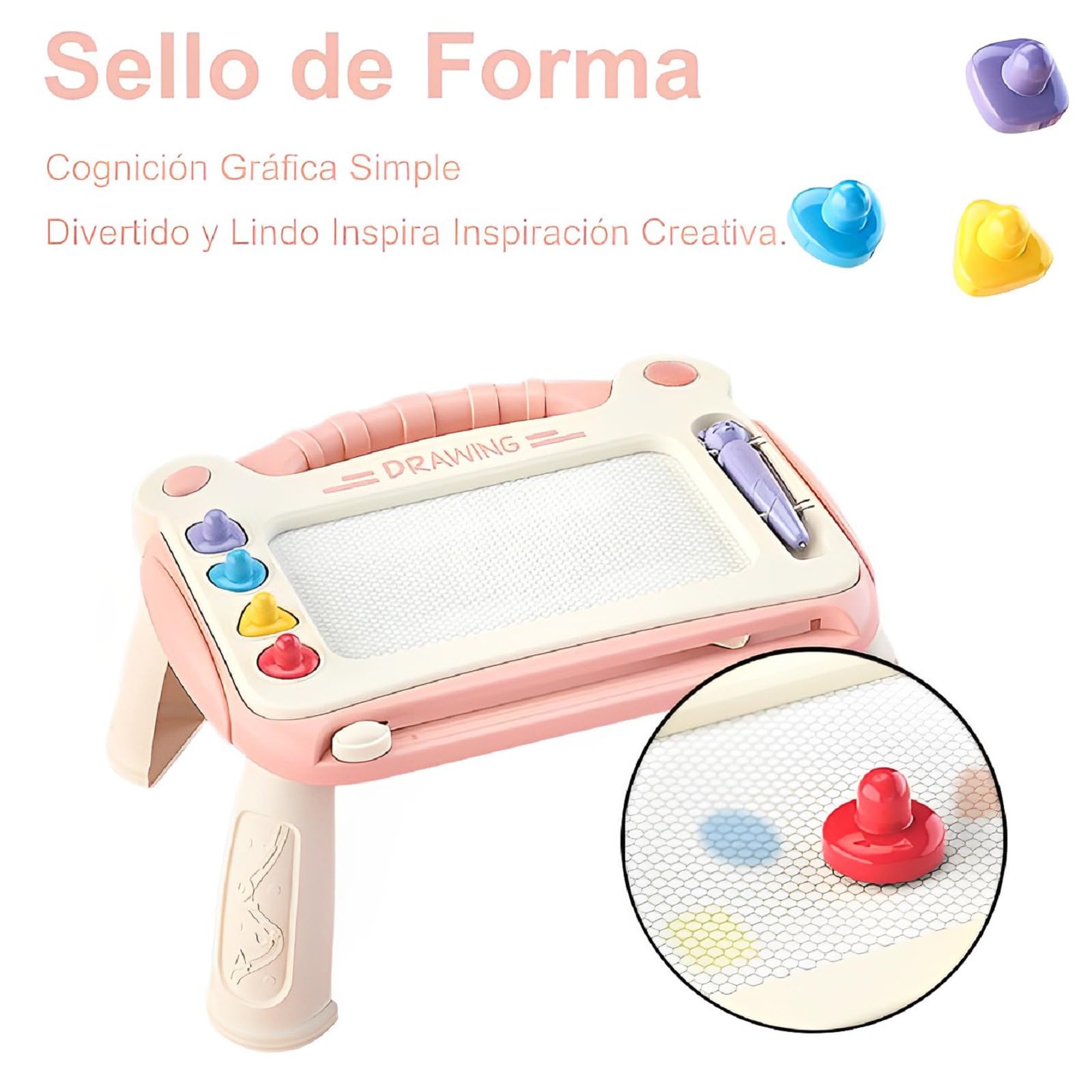 Pizarra Magnética Infantil Portátil RoadLoo – Tablero De Dibujo Borrable Con Sellos Y Bolígrafo Para Niños De 2 A 6 Años