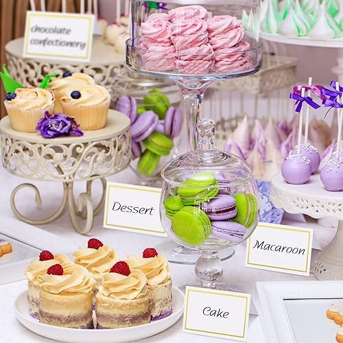 Miniatura 6 de Teling 150 tarjetas de lugar con borde de papel de aluminio, tarjetas de mesa pequeñas con textura, tarjetas de asiento en blanco con nombre de