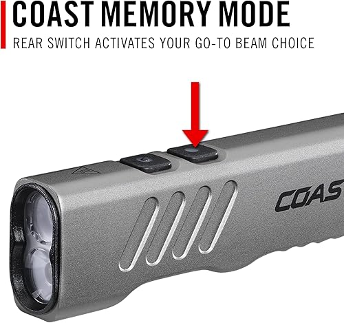 Miniatura 7 de Coast Slayer - Linterna LED recargable USB-C de 1150 lúmenes con puntoinundación, modo de memoria y clip de bolsillo, color plateado