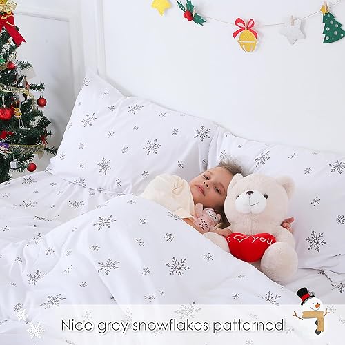 Miniatura 5 de COTTEBED Juego de edredón de copo de nieve de tamaño individual, suave y acogedor edredón de plumón de polialgodón cálido de invierno para ropa de