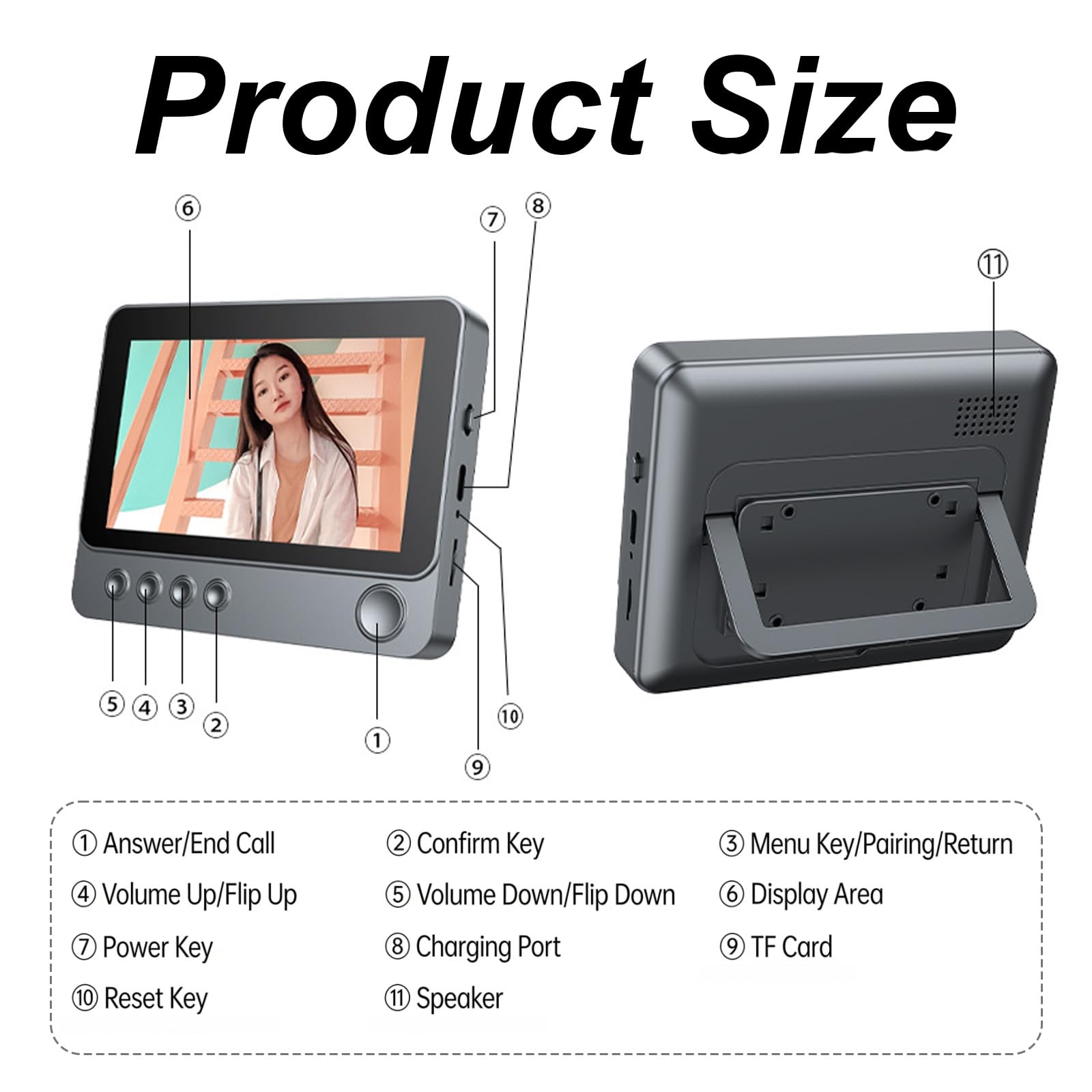 1080P Video Türklingel Kabellos mit Kamera, 4,3 Zoll Bildschirm Drahtlos Video Türklingel, IPX4 Wasserdicht Video Gegensprechanlage Türklingel ohne WLAN, kein APP, Video 70°, 2.4GHZ Videodoorbell