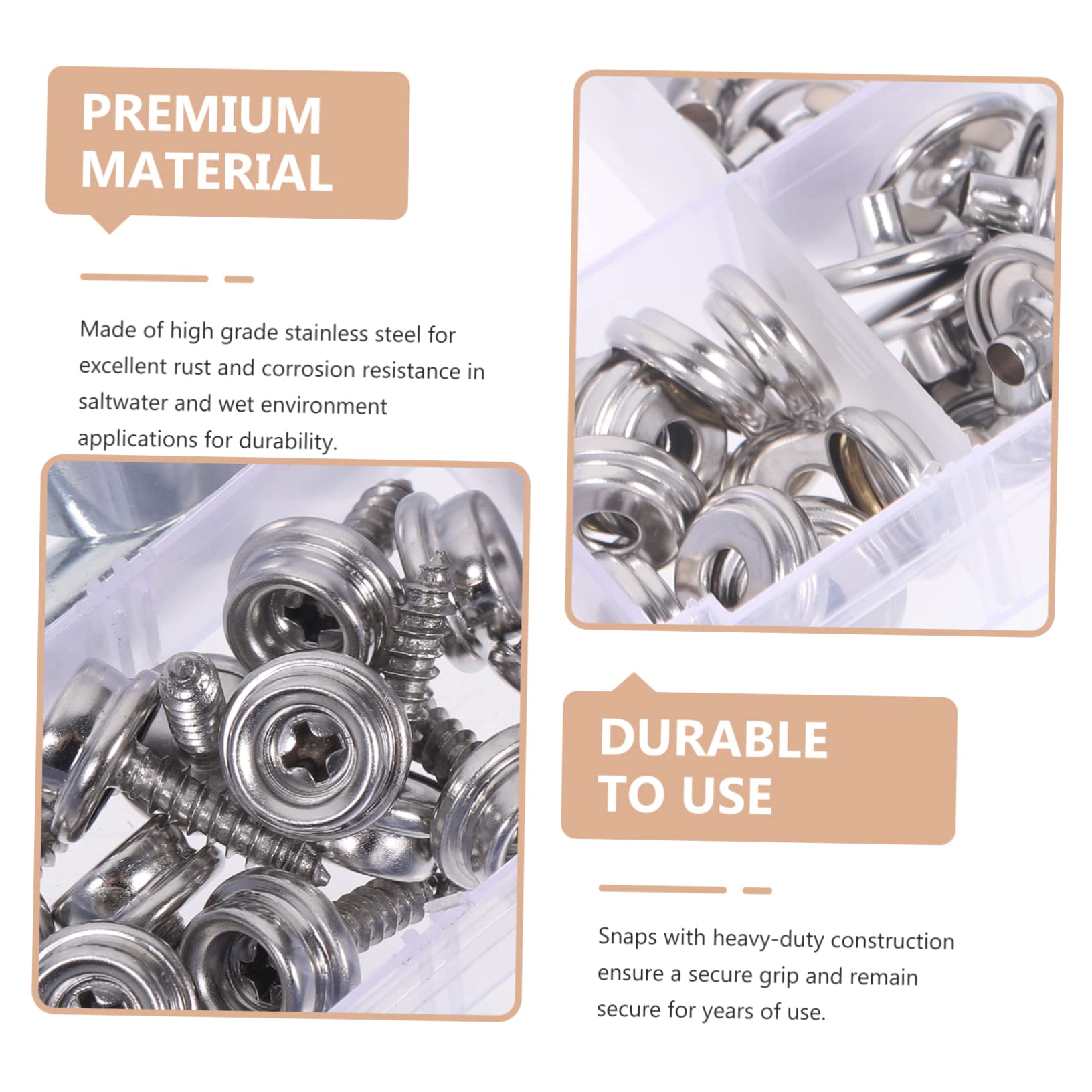 GANAZONO 3 Set Kit scatto in tela strumenti automobilistici moschettoni in acciaio inossidabile grado marino bottoni automatici a pressione scatto su tela fai da te viti metalliche a scatto