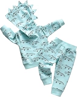 Toddler Infant Baby Boy Clothes Crocodile Long Sleeve Hoodie Tops Sweatsuit Pants Outfit Set (18-24 Months) Green