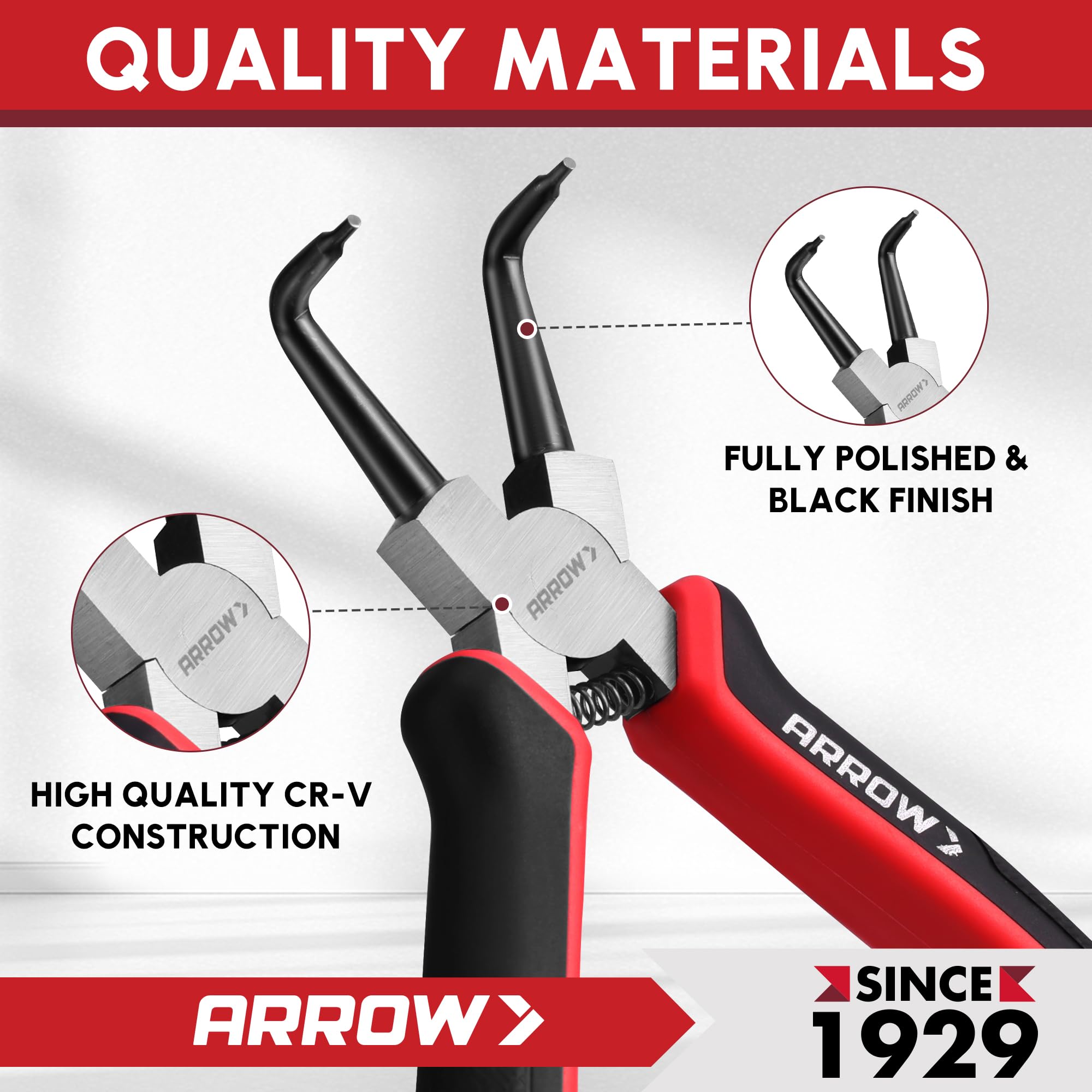 Arrow Snap Ring Pliers Set - 4 Piece Kit -3