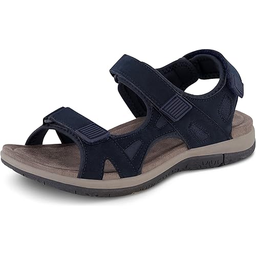 CUSHIONAIRE Women's Pace comfort footbed outdoor sandal with adjustable straps and +Memory Foam, Wide Widths Available