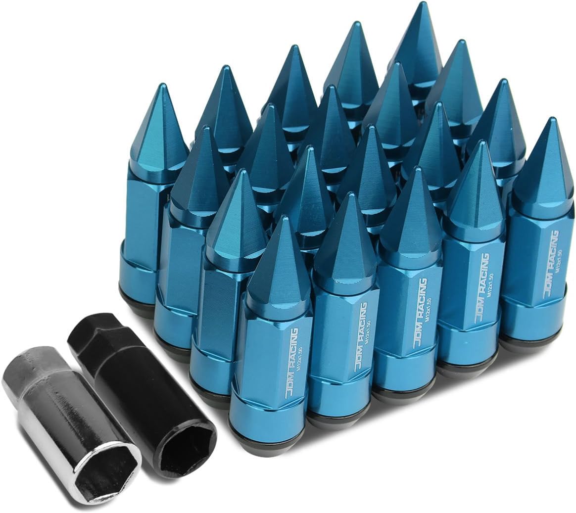 DNA Motoring LN-ZTL-9028-15-SL 20Pcs M12 x 1.5 Open/Closed End Aluminum Alloy Wheel Lug Nuts w/Deep Drive Extension, 23mm OD/83mm H, Silver