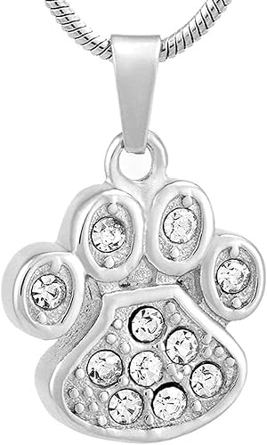 OIJH Collar de urna de cremación Recuerdos de Cenizas Recuerdos Hueso de Pata de Perro Cristal Transparente Forma de Pata de Amor Cachorro Urna