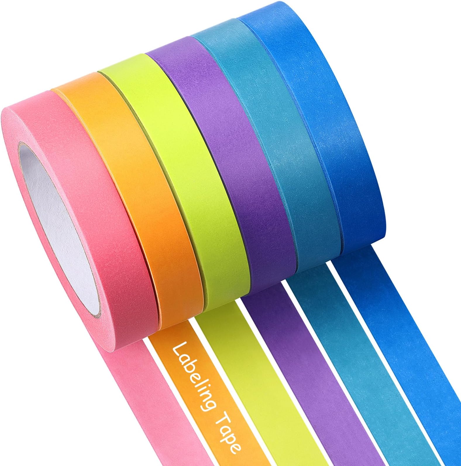 Glenmal 6 Rolls Laboratory Labeling Tapes, 164 Feet Long x 3/4 Inch Width, Temperature Resistant Water Resistant Freezer, Assorted Color for Marking and Color Coding Label Tape (Classic)