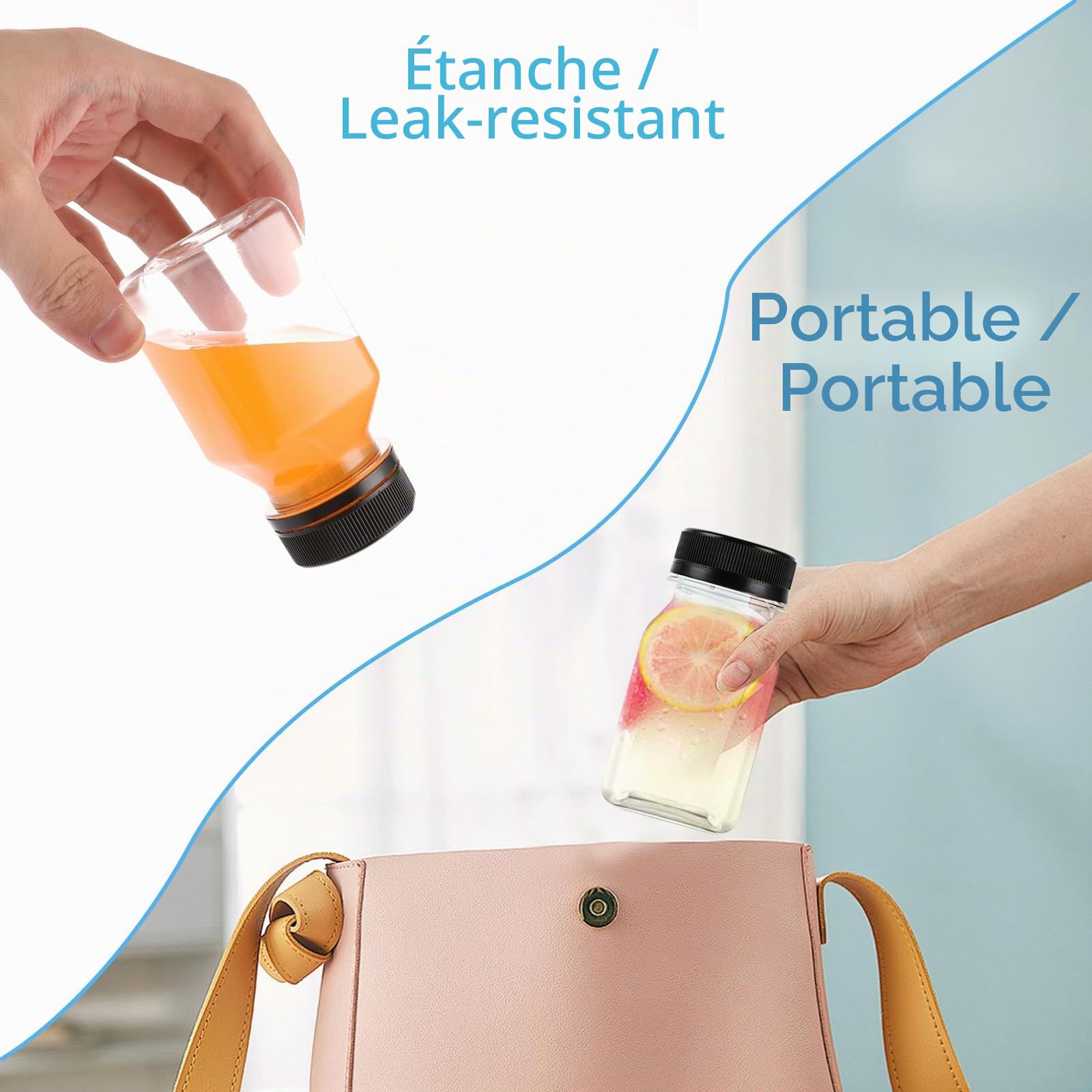 Lot de 24 mini bouteilles à remplir - 120 ml - En plastique - Avec bouchon - Pour mini réfrigérateur, lait, eau