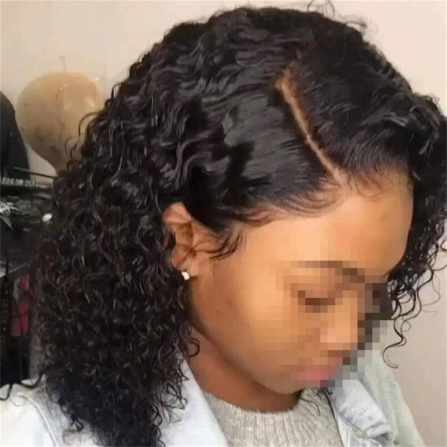 POWHA Short Bob Wigs Lace Front Human Hair Wigs For Black Women Curly Plucked Natural Hairline Short Human Curly Wig