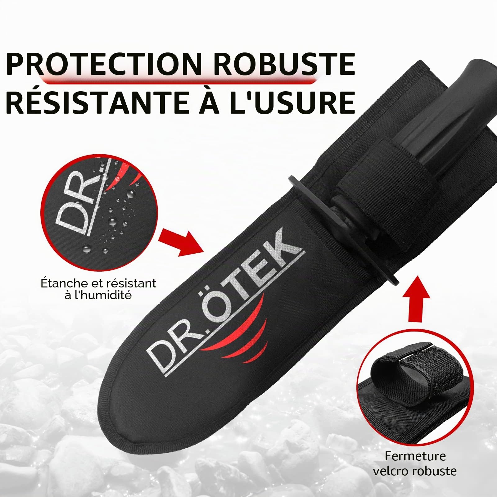 DR.ÖTEK Pelle pour Détecteur de Métaux, Outil de Fouille Robuste à Double Dentelure, Pelle de Jardinage avec Étui de Transport, pour Jardinage, Camping, Aménagement Paysager, Chasse au Trésor