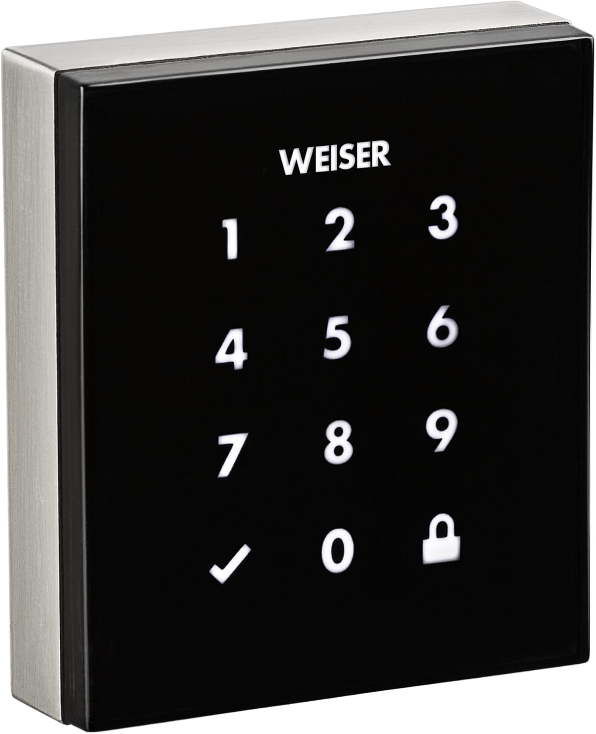 Weiser Obsidian Satin Nickel Keyless Touchscreen Door Lock, Electronic Door Lock No Key