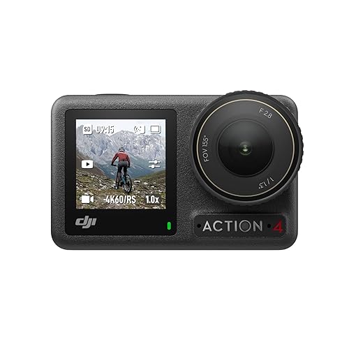 DJI Osmo Action 4 Standard Combo, 4K/120fps Waterproof Action Camera with a 1/1.3-Inch Sensor, Stunning Low-Light Imaging,10-bit & D-Log M Color Performance, Long-Lasting 160 Mins, Outdoor Camera - Standard Combo - Single