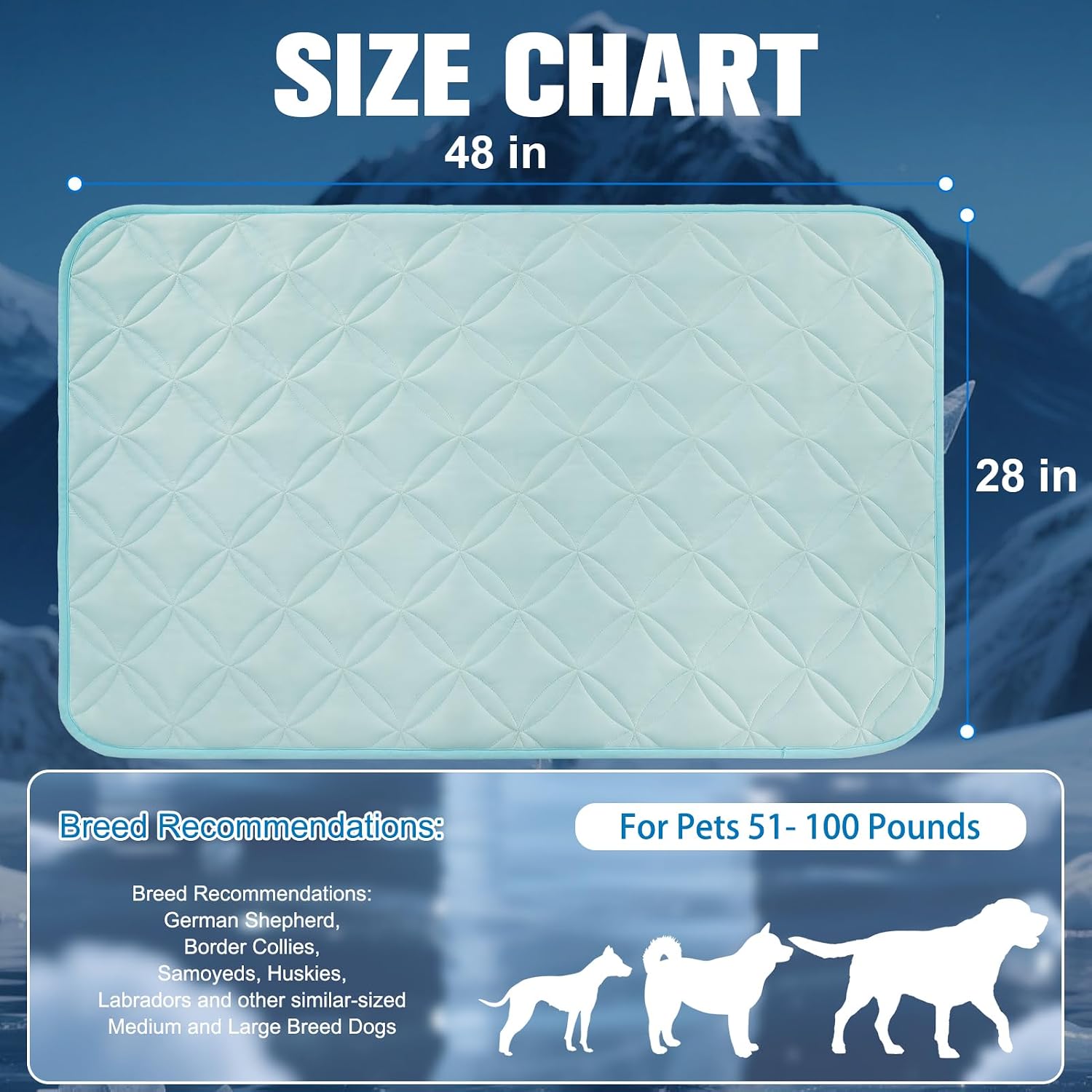 EXPAWLORER Dog Cooling Mat, Washable Foldable Cooling Dog Bed for Puppy Summer Sleeping, Pet Self Coolings Pad for Dogs Cats Large Kitten, Nonslip Dogs Blanket for Crate Car Indoor and Outdoor,Blue