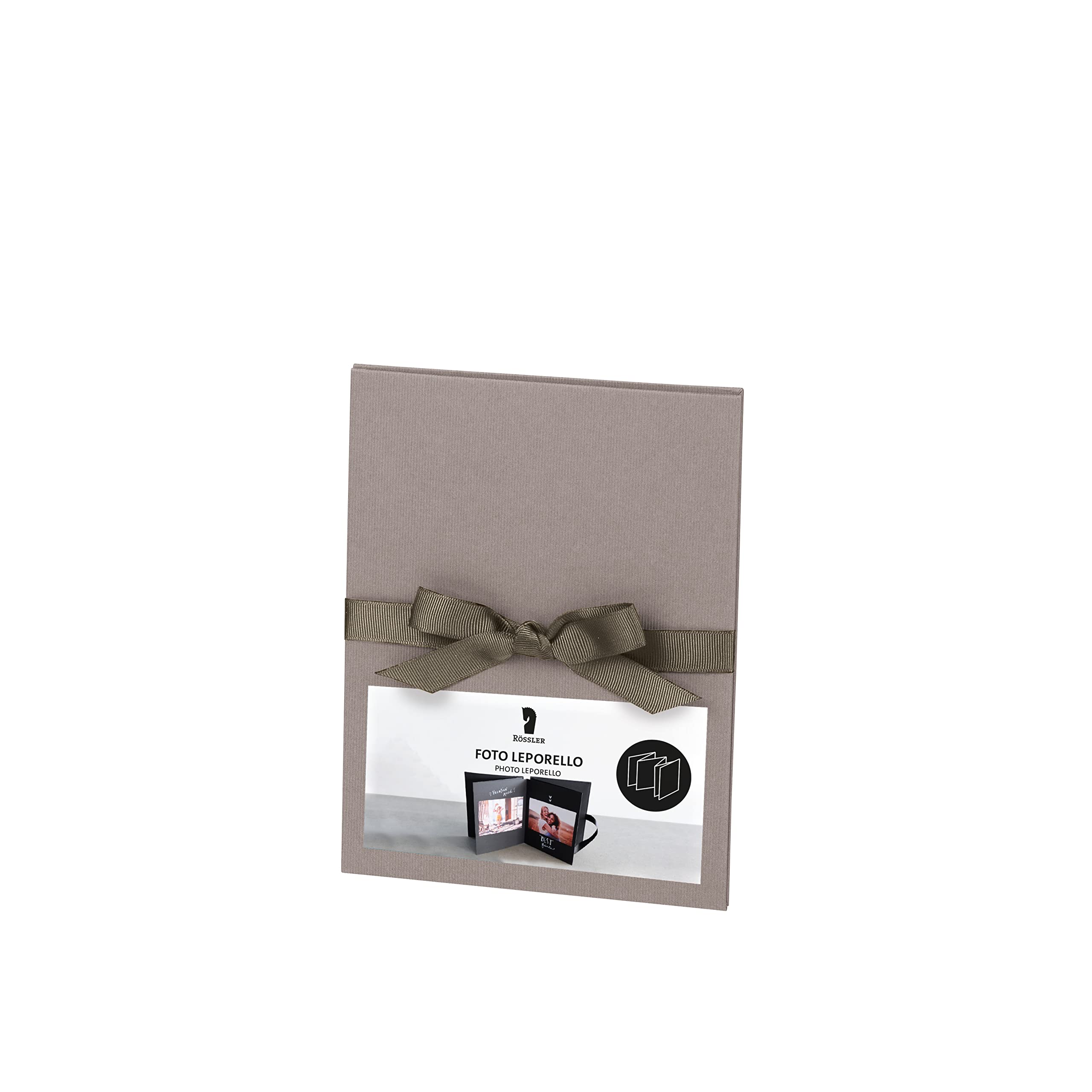 Rössler Leporello 13303200490 Black Pages Taupe 150 x 190 mm Folding Book Accordion Photo Album 1 Piece, Medium