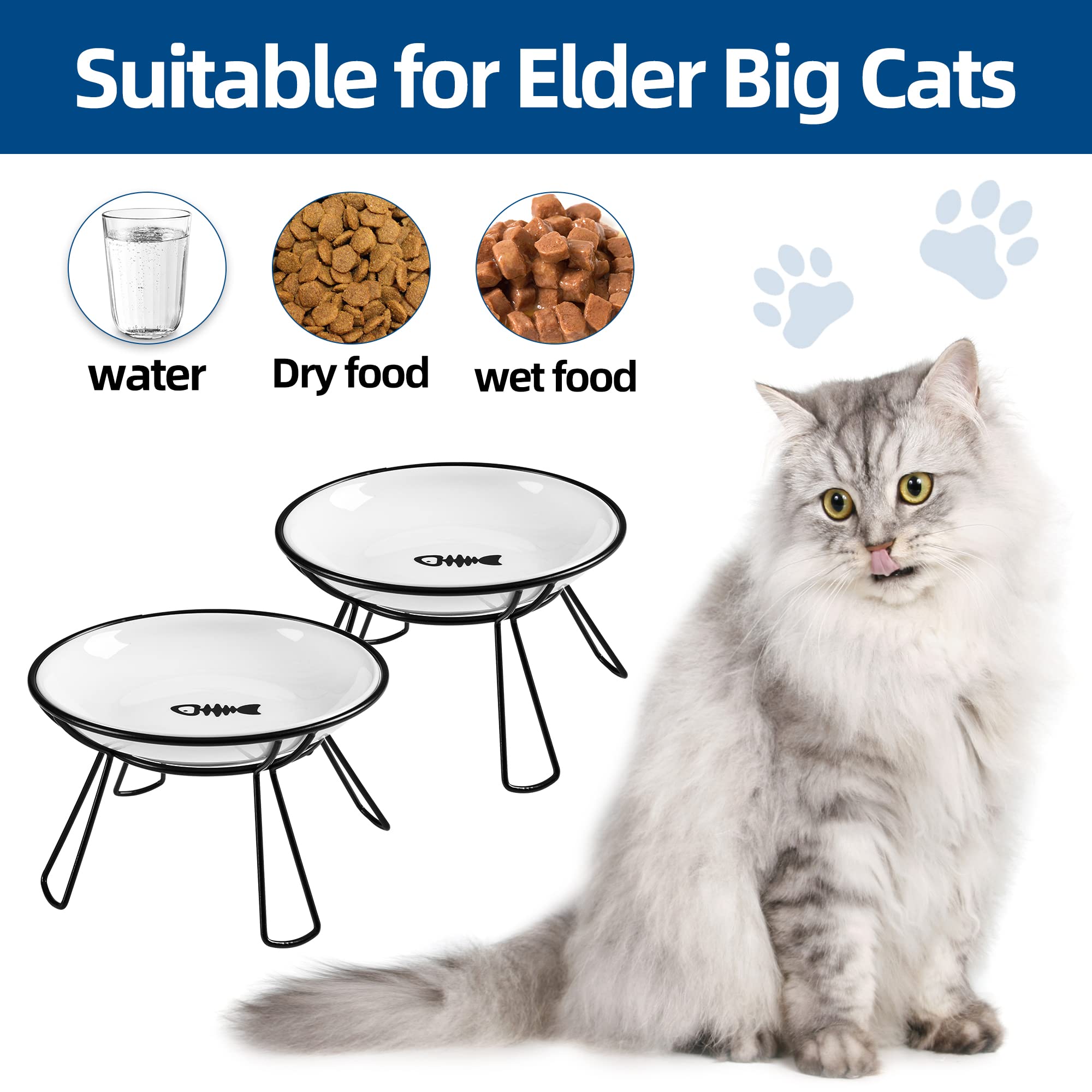4-Pack Raised Ceramic Cat Bowls With Metal Stand - Whisker Friendly, Dishwasher Safe - View #6