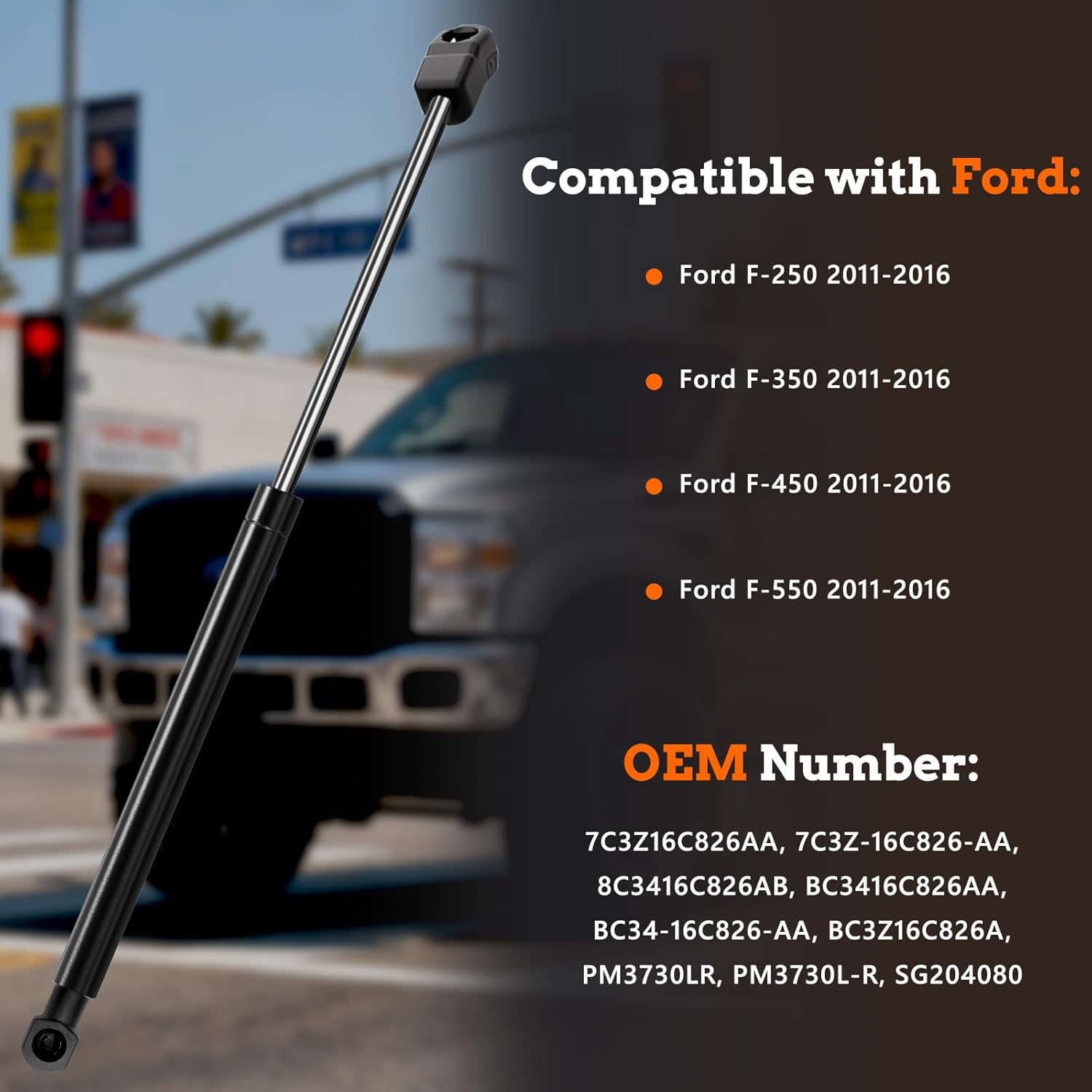 front hood struts, hood shocks lift supports replacement for 2011-2016 ford f250 f350 f450 super duty, 2 pack