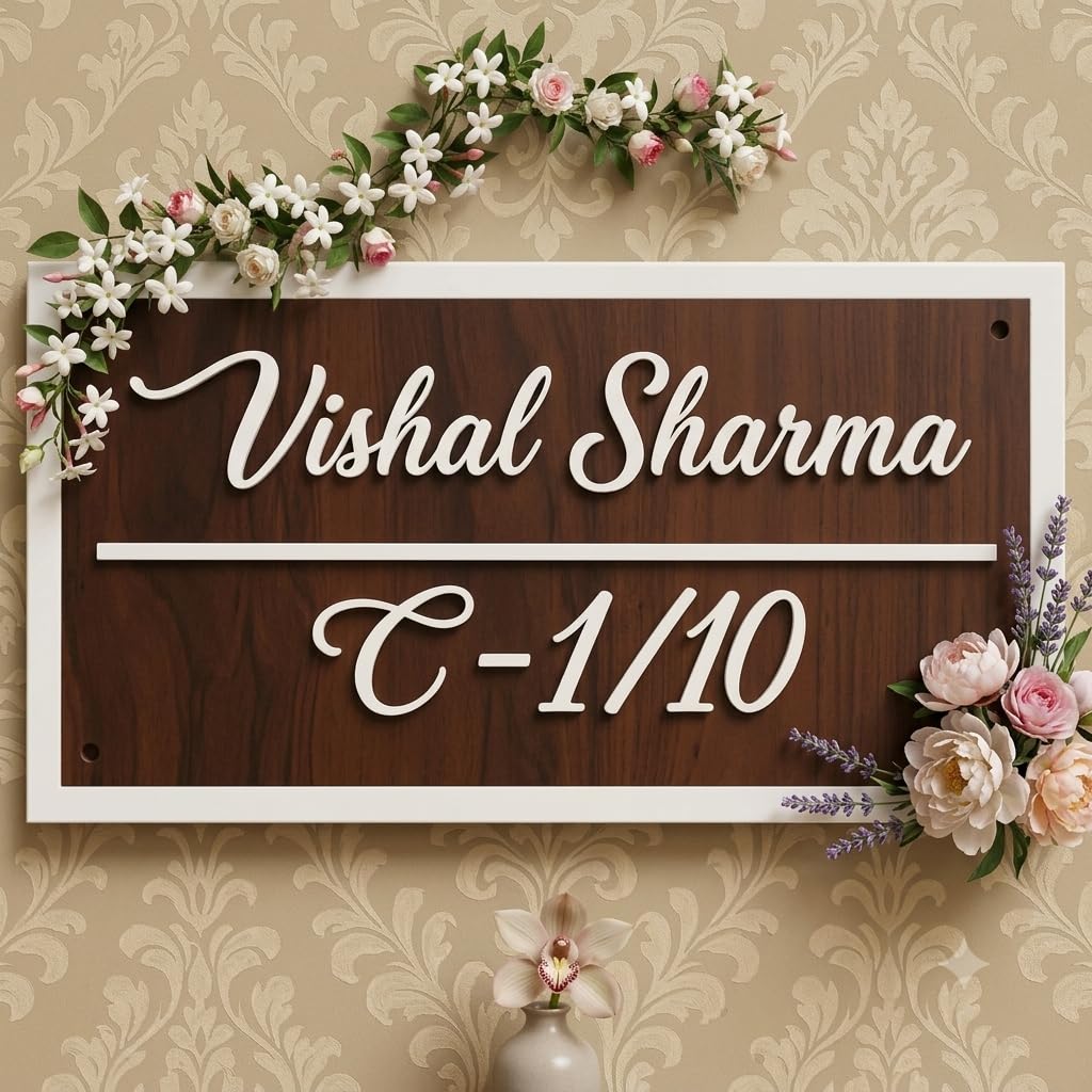 Personalized Waterproof Luxury Door Name Plates for Home Entrance (15x30 Cm) with 3D Letters- Ideal for Home, Office and Outdoor Entrances With Stainless Steel Screws || Door name plates (White&Gold) — Amazon image 10