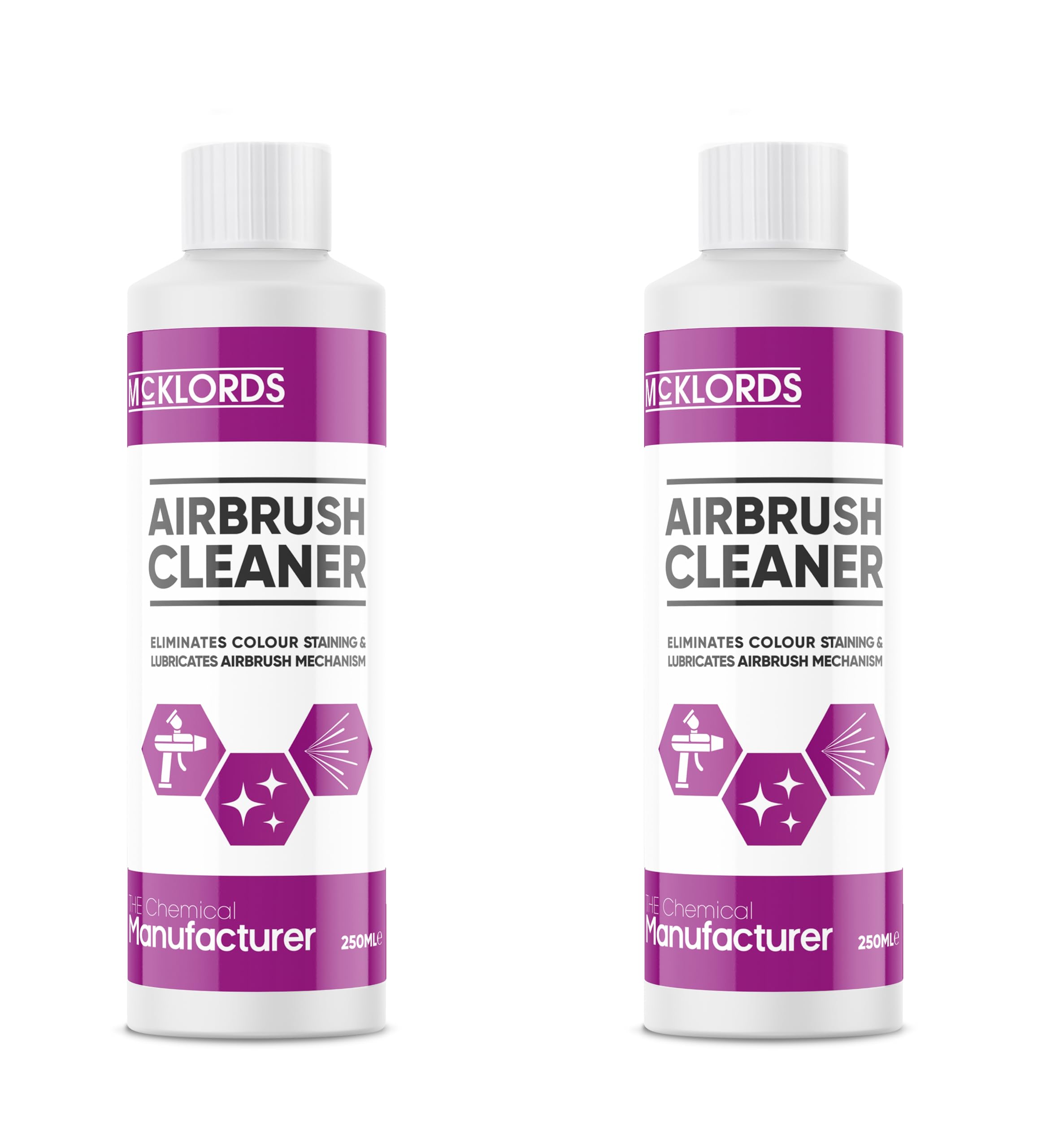 McKLords - Airbrush Cleaning Solution | Acrylic Paint Cleaner for Airbrushing and Restoration - (2 x 250ml)