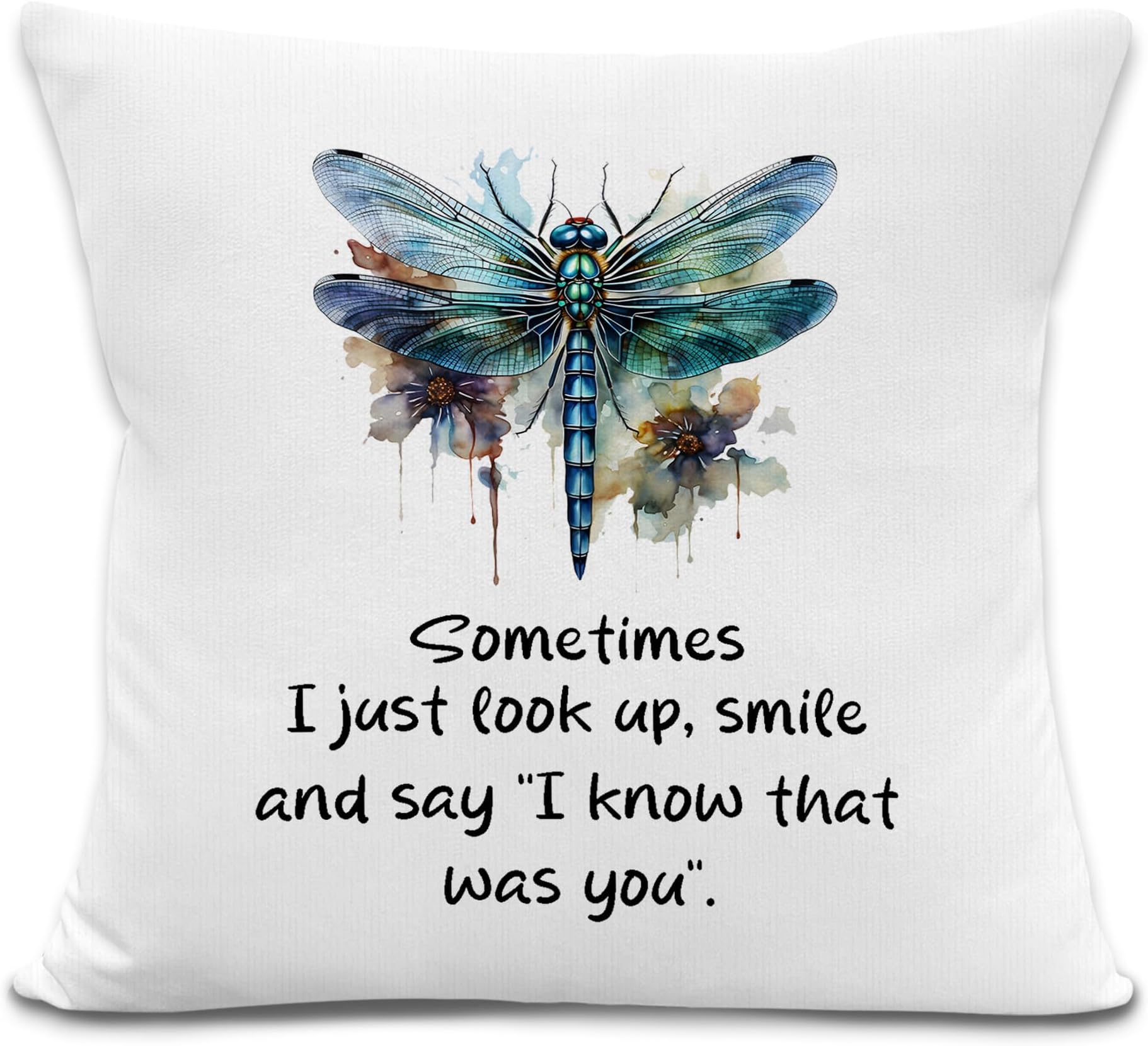 Dragonfly Memorial Throw Pillow Covers 18x18inches, Dragonfly Gifts for Women Decorative Pillowcase Cases, Celebration of Life Decorations Throw Pillow Covers for Home Room Bedroom Decor