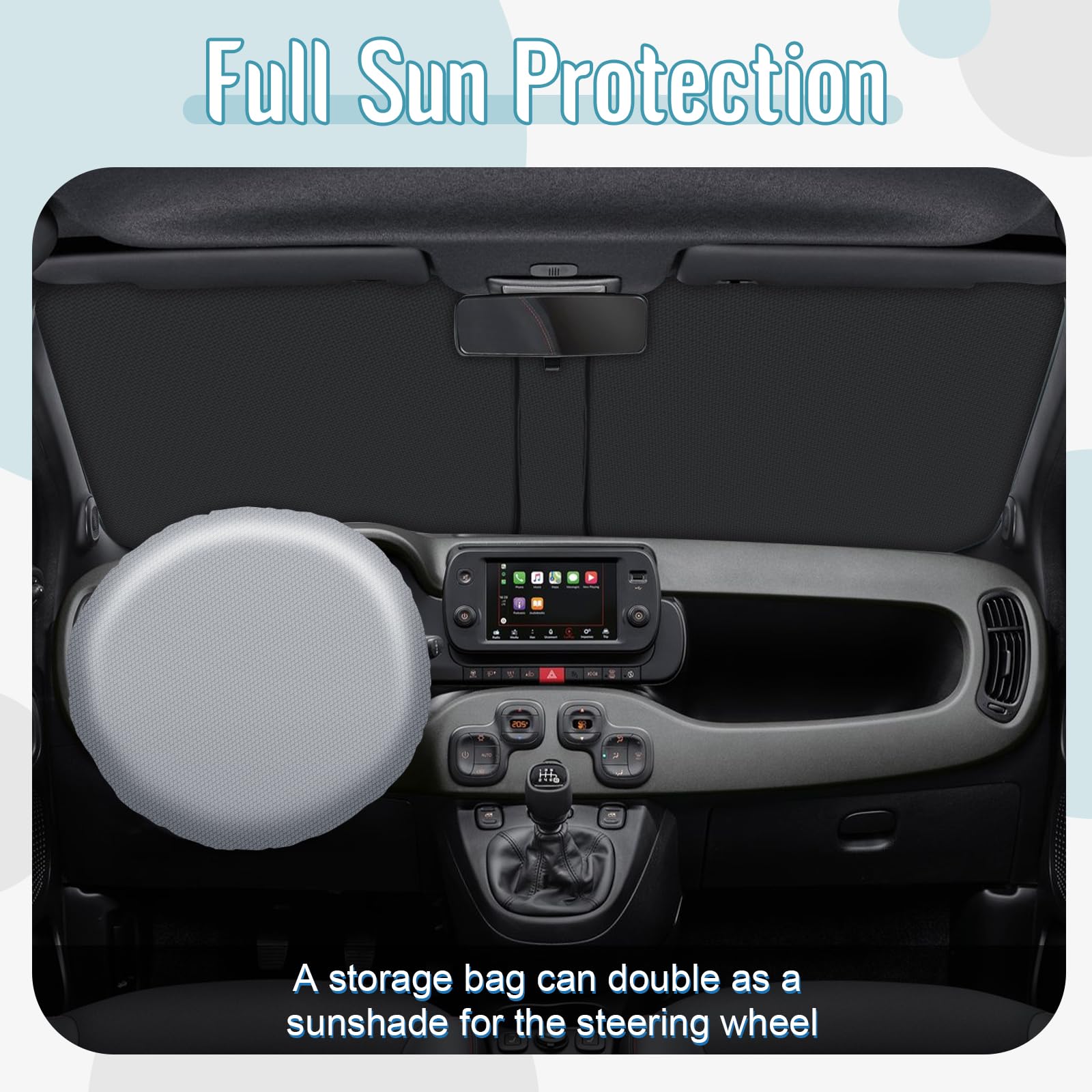 [Aggiornamento] CDEFG Compatibile con FIAT Panda 2013-2023 Parasole Coperture Parabrezza Ombrellone Anteriore Parabrezza Parabrezza Auto Parasole Accessori