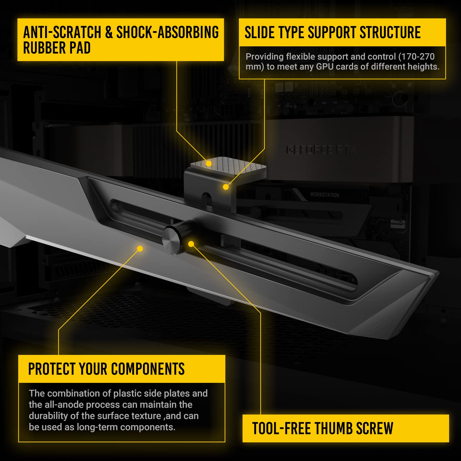 Supporto GPU Antec Dagger White ARGB - Montaggio Orizzontale Schede Video, Regolabile, Senza Utensili - Foto 2