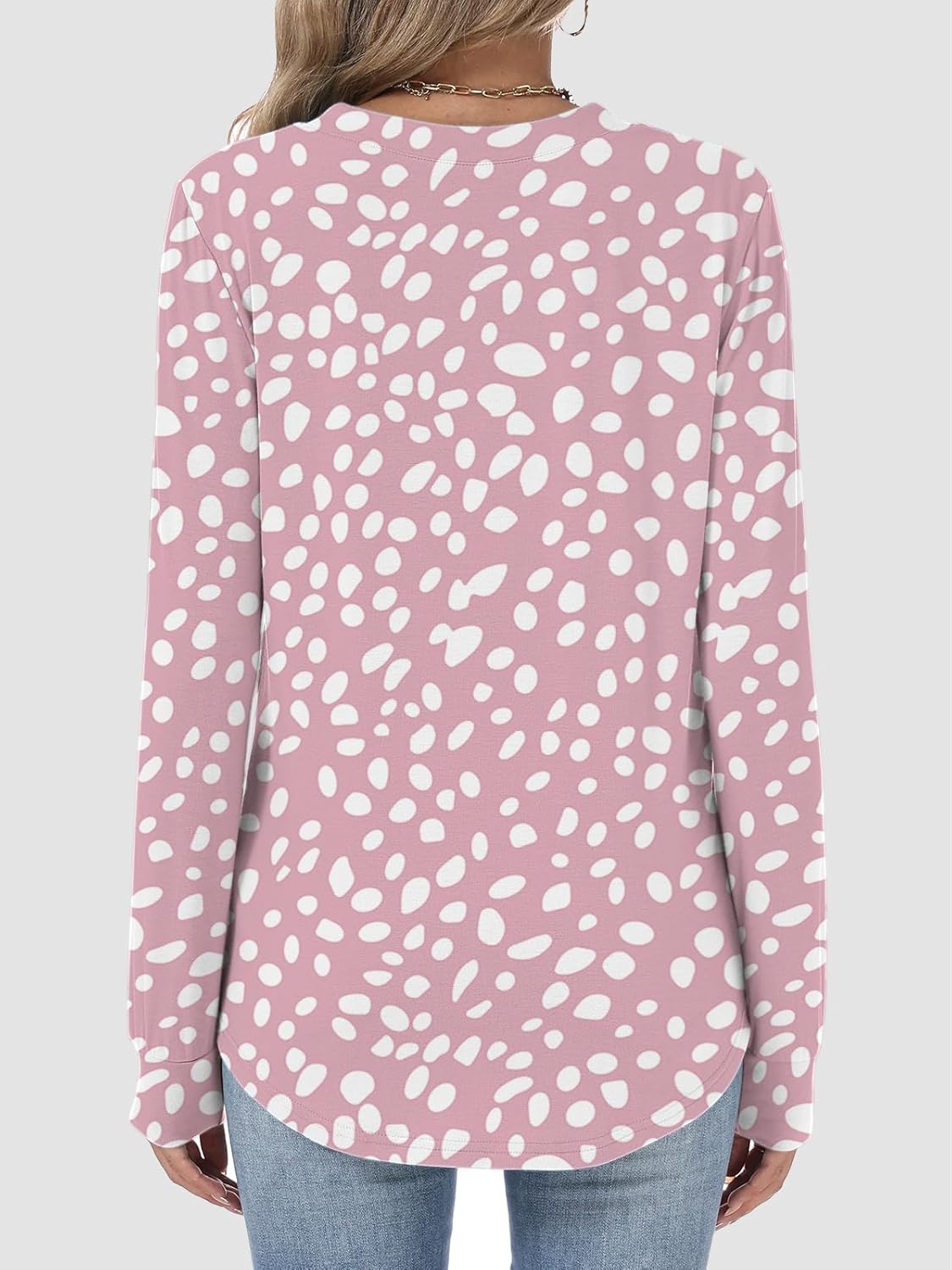 Womens Long Sleeve Shirts Fall Button Henley Tunic Tops Dressy Casual Blouses 2026 T-Shirts Outfits Fashion Clothes - Image 5