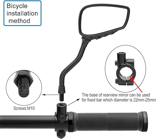 Miniatura 3 de TOPCABIN 1 Par de Espejo de Bicicleta, Espejo Retrovisor de Bicicleta de Gran Vista Blindsight Multiángulo Ajustable, Espejo de Bicicleta Billet
