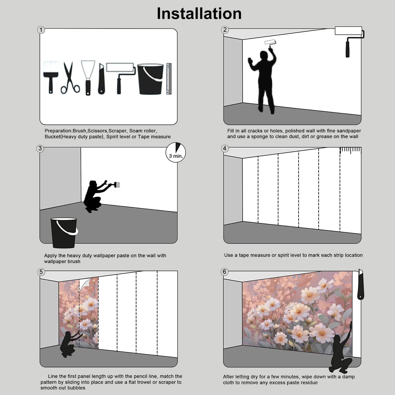 Papier Peint Panoramique En Soie Rose Blush - Floral Rêveur - 250X175Cm - Revêtement Mural Décoration Paysage Végétal Décoration Tapisserie Wallpaper Muraux Photo Salon Chambre