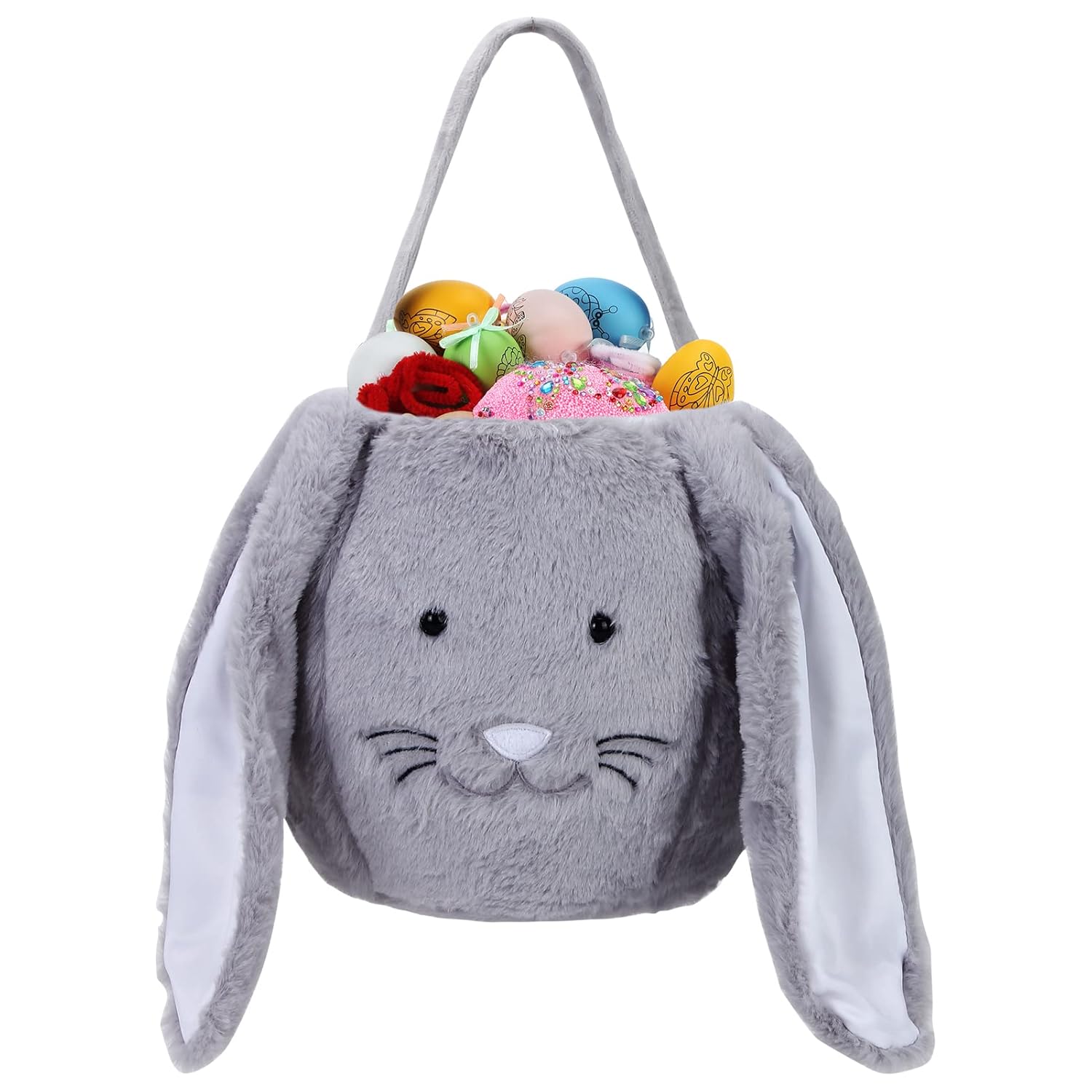 Easter Egg Hunting Baskets Plush Grey Easter Bunny Baskets