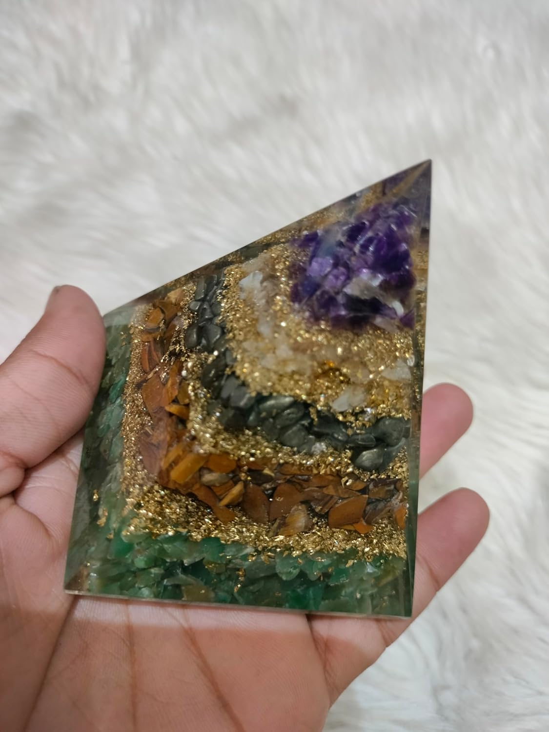 Wealth & Abundance Orgonite Pyramid – Orgonite Pyramid for Healing and Meditation and Home Decor Items