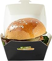 Vista 10 de Restaurantware Mini cajas de hamburguesas de 2.5 x 2.5 x 2 pulgadas, 100 recipientes de alimentos con tapa con bisagras, cajas desechables de papel