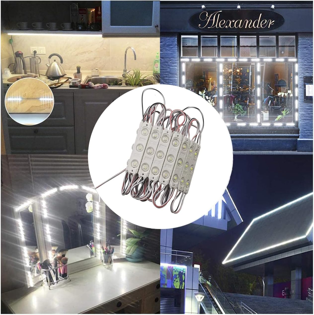 Storefront Light 100PCS LED Module for Signs White 6500K 1.2W 12V DC 2835 SMD 3 LED Window Light Waterproof for Letter Advertising Sign Decor(White Light,Power Supply NOT Included)