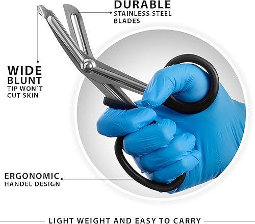 Miniatura 4 de SURGICAL ONLINE Juego de 11 tijeras de trauma EMT afiladas + tijeras de vendaje Lister de 5.5 pulgadas - Superficie resistente, antiadherente, mango