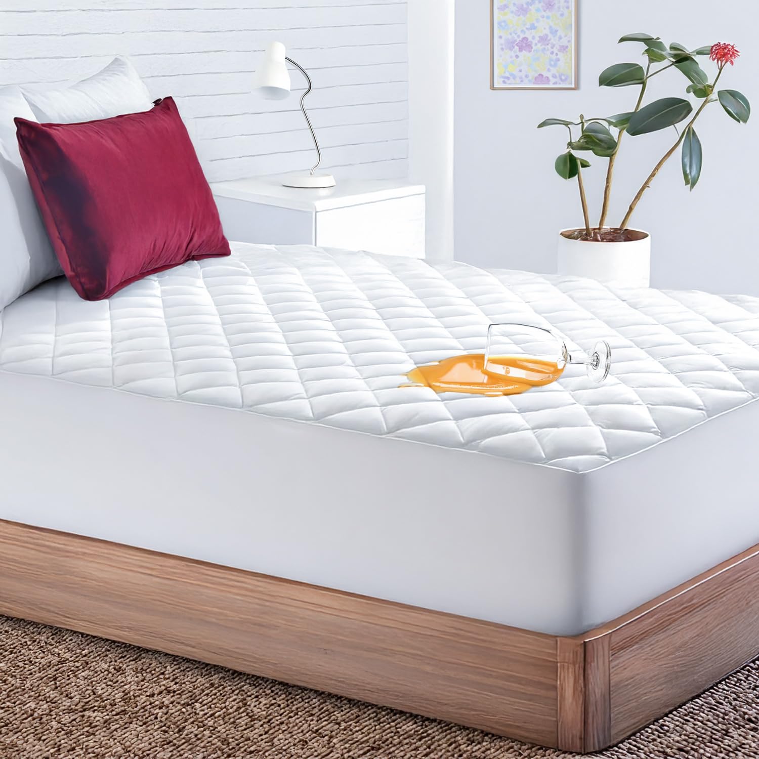 Lakhmaali Quilted Waterproof King Size Mattress Protector, 4-Layer Super Absorbent, Extra ...