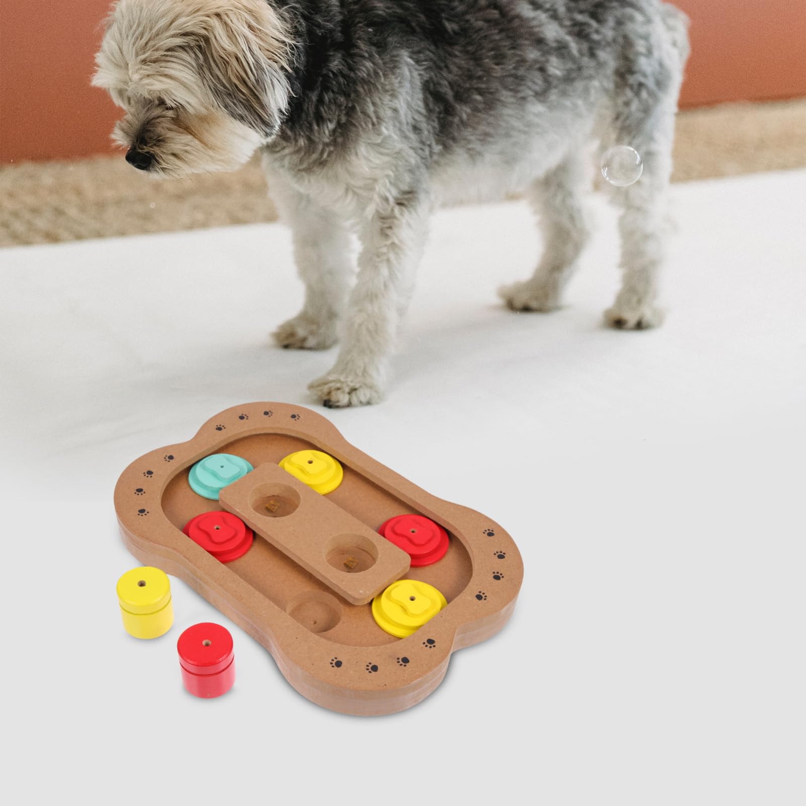 Toddmomy Holzknochen Spielzeug für Hunde mit Futteraufnahme und Foraging Funktion Natürliche Spiel und Fütterungslösung