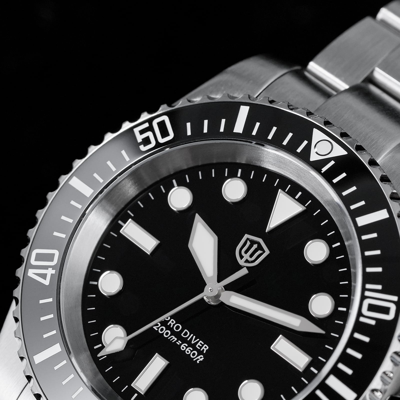 watchdives Professionelle Taucheruhr, WD1680Q V2 Japan VH31 Sweep Second Quarz Armbanduhr 40mm Saphirglas Uhr 200m wasserdichte Leuchtende Analoguhr