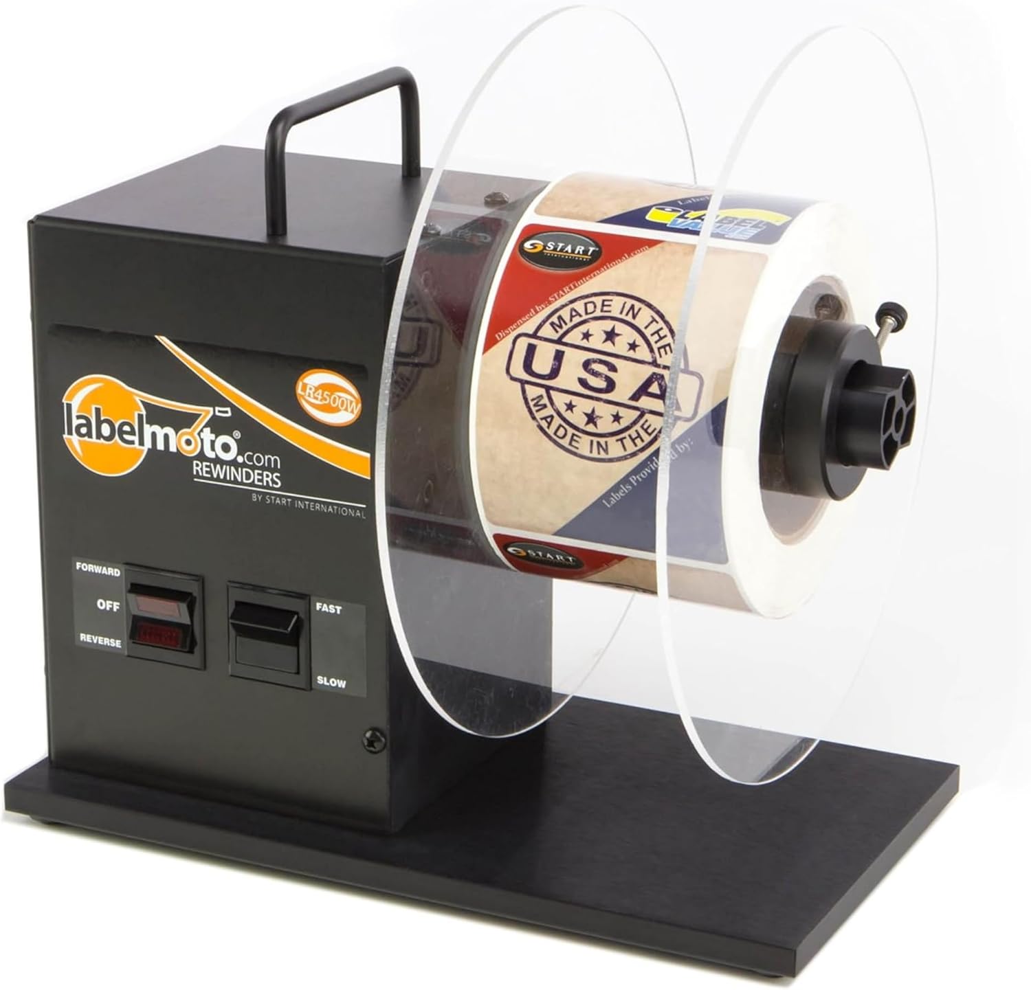 START International - Rewinder - Electric Label Rewinder Machine for Thermal Printers - Bidirectional Label Winder - 9 Inch Roll Capacity & Dual Core 1.25 3 Inch