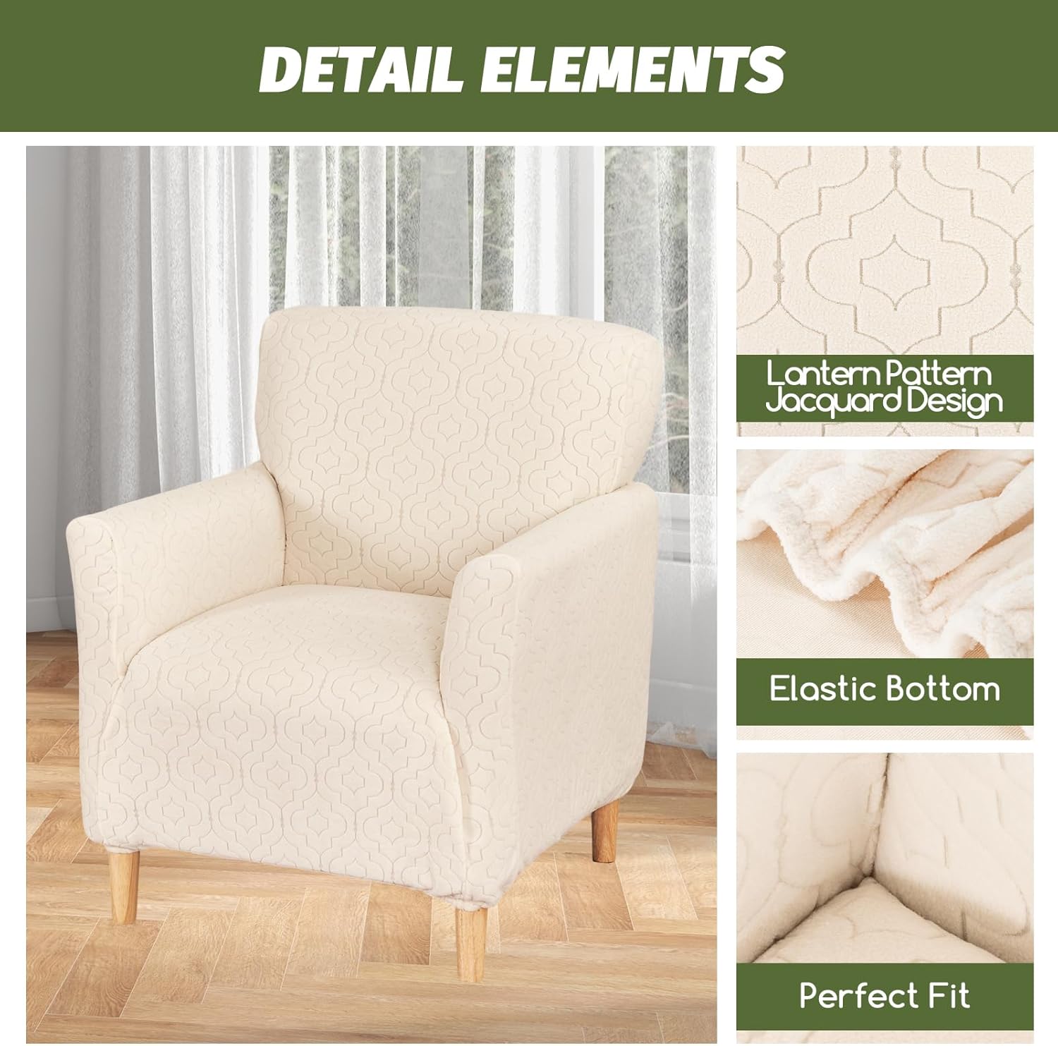 FUANGUI Banquet Armchair Slipcover Chair Covers with Arms Stretch Club Chair Slipcover Soft Armchair Sofa Covers Anti-Slip Furniture Protector for Dogs Pets Home Living Room Decor
