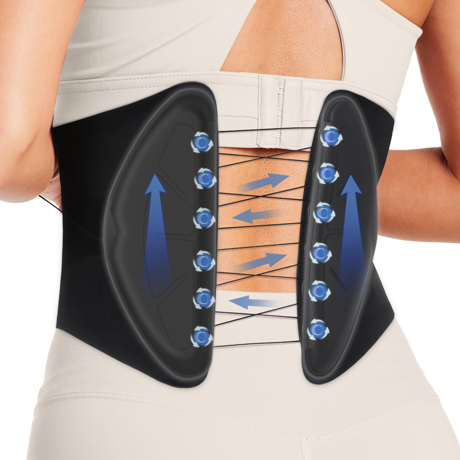 Sportneer Back Support Waist Trimmer Belt: Adjustable Back Brace Lumbar Support with Pulley System Waist Belt for Women Men