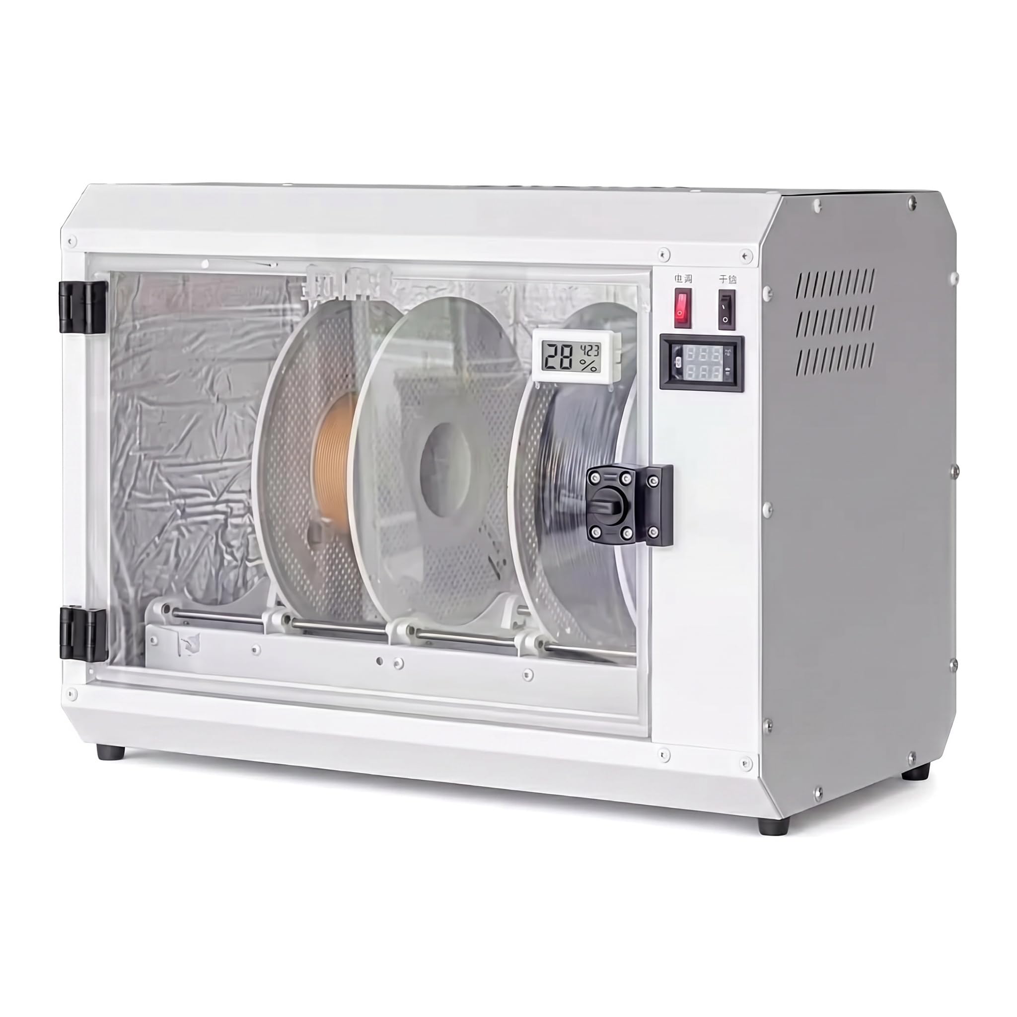 WHOOLEFUN 3d Printer Filament Dryer Box, 4-spool Filament Dehydrator, 0-110℃ Adjustable Temperature, With Thermometer/hygrometer, For 1.75mm/2.85mm Consumables